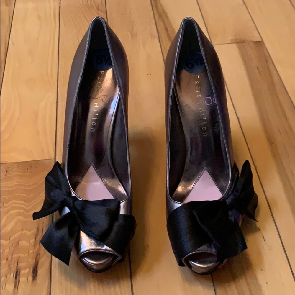 Paris Hilton pewter heels